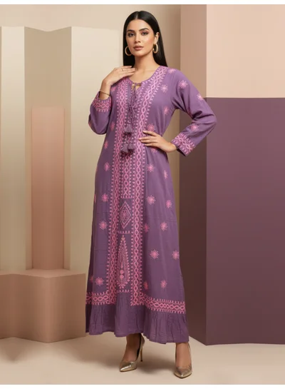 Alaya Hand Embroidered Chikankari Modal Kaftan-AL3605